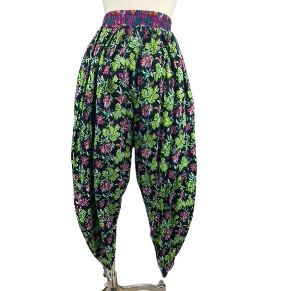 Vintage 90s FIRE Womens (M) Genie Pants Floral Baggy Boho Elastic Barrel USA - Picture 4 of 8